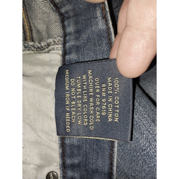 FUSAI Men's Straight Leg Jeans Size 34x30 Embroidered Pockets - Picture 10 of 11